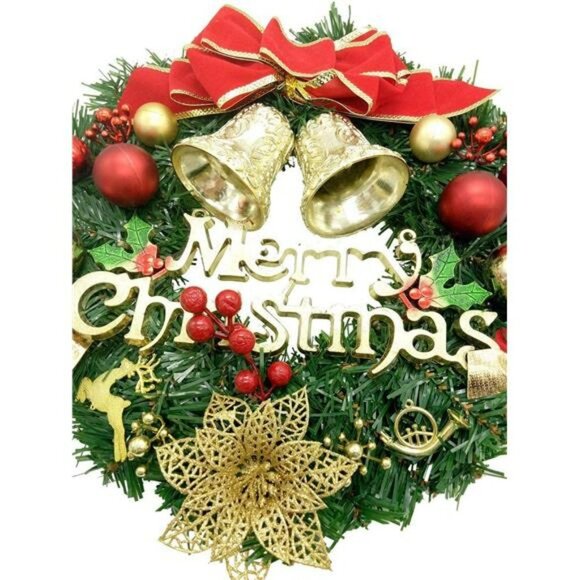 Small Christmas Wreath (11.8 Inch / 30 cm) for Front Door Wall Window Artificial - Picture 2 of 7